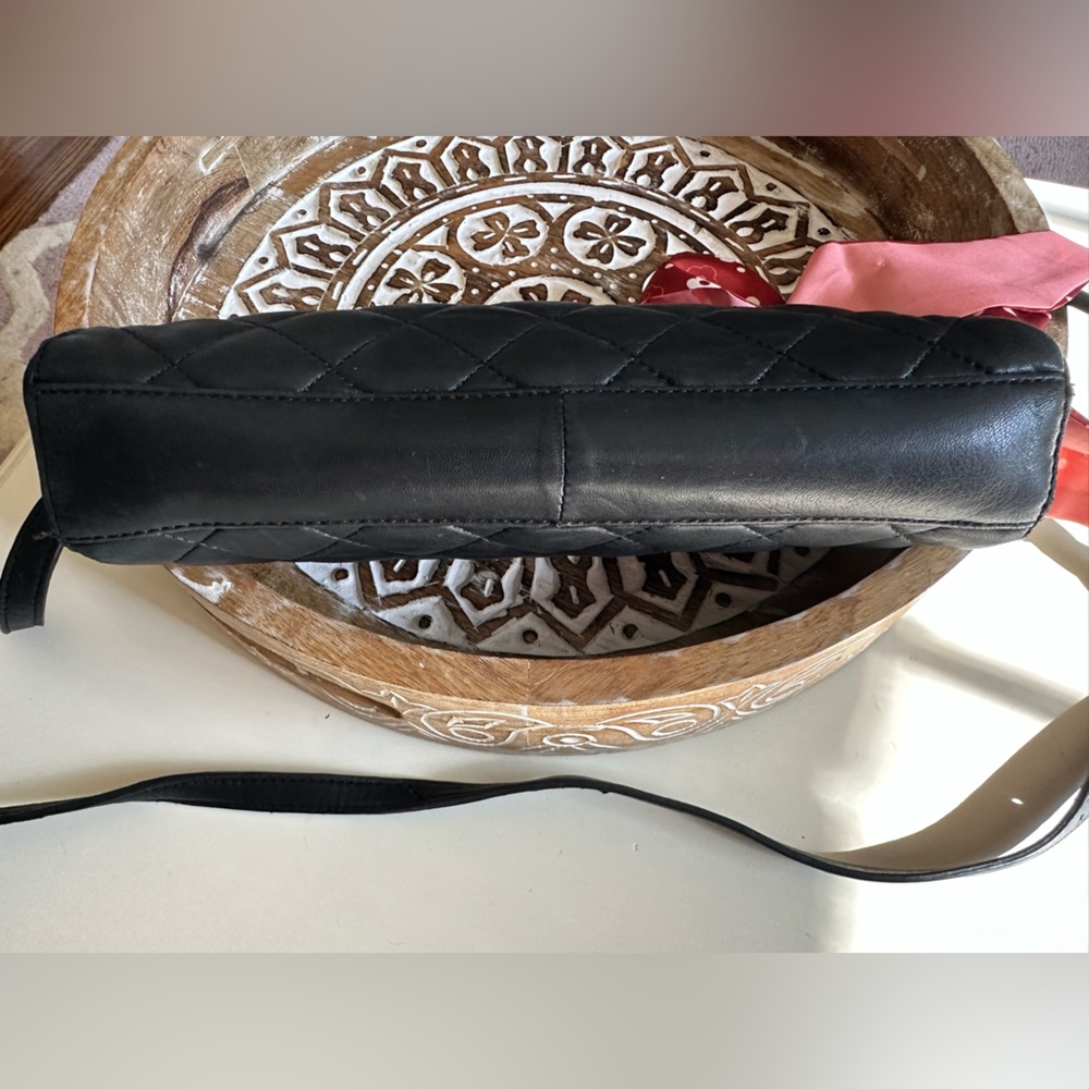 DKNY Quilted Lamb Leather Crossbody Bag Black - Picture 5 of 13